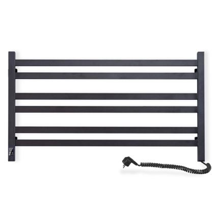 Kopalniški lestevni radiator z termostatom AVANGARD 316W/230V 50,6 cm IP44, črn, desni, kvadraten
