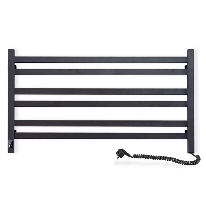 Kopalniški lestevni radiator z termostatom AVANGARD 316W/230V 50,6 cm IP44, črn, desni, kvadraten