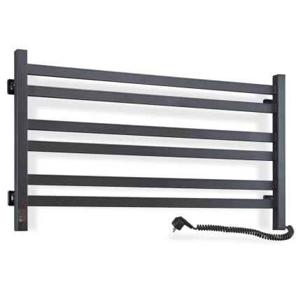 Kopalniški lestevni radiator z termostatom AVANGARD 316W/230V 50,6 cm IP44, črn, desni, kvadraten