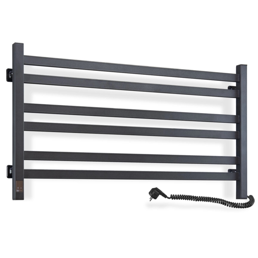 Kopalniški lestevni radiator z termostatom AVANGARD 316W/230V 50,6 cm IP44, črn, desni, kvadraten