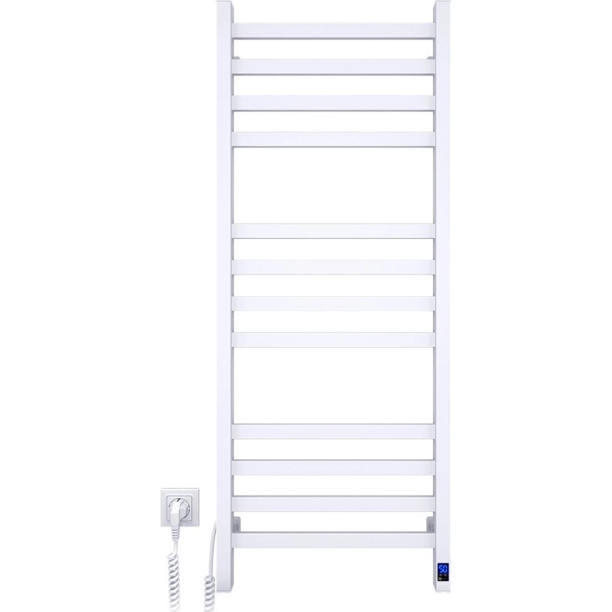 Kopalniški lestevni radiator z termostatom AVANGARD 459W/230V 120,6 cm IP44 bel, levi priklop, kvadraten profil
