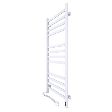 Kopalniški lestevni radiator z termostatom AVANGARD 459W/230V 120,6 cm IP44 bel, levi priklop, kvadraten profil