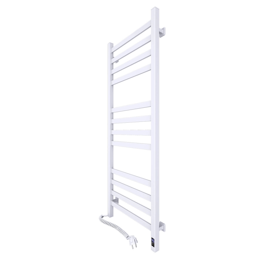 Kopalniški lestevni radiator z termostatom AVANGARD 459W/230V 120,6 cm IP44 bel, levi priklop, kvadraten profil