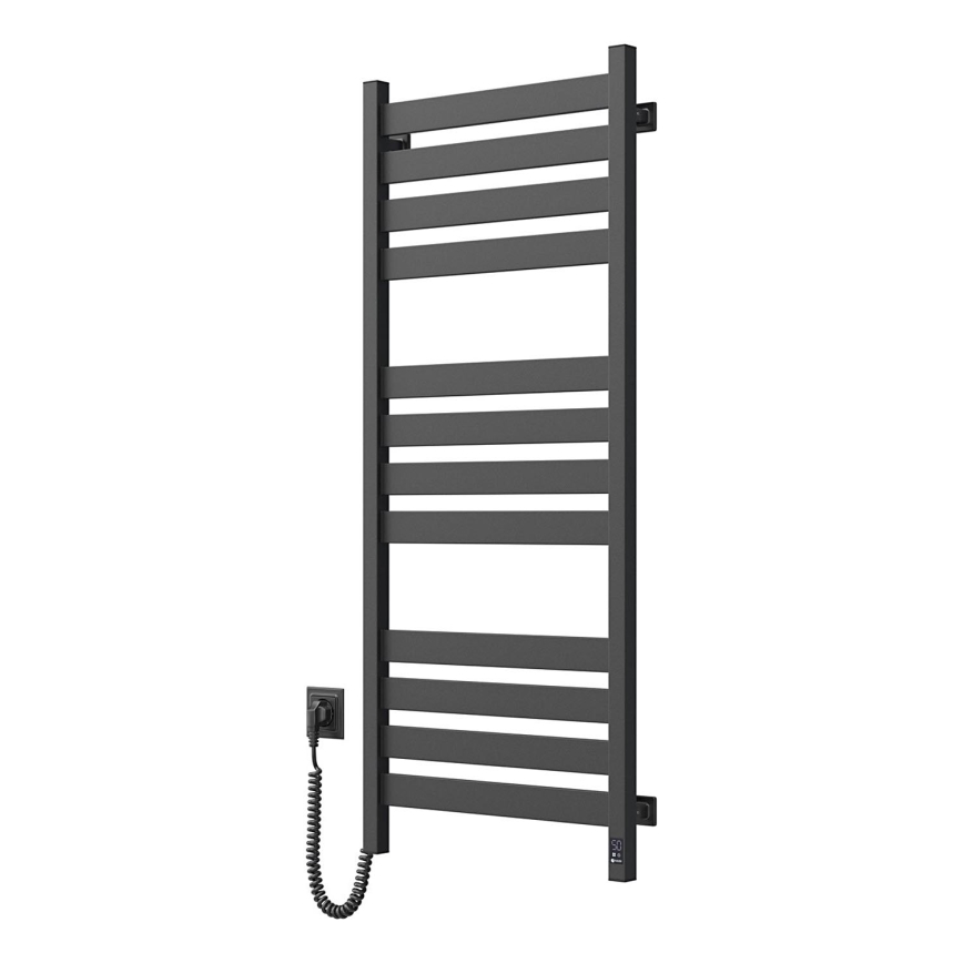 Kopalniški lestevni radiator z termostatom LARGO 541W/230V 120,6 cm IP44, črn, levi, kvadratni