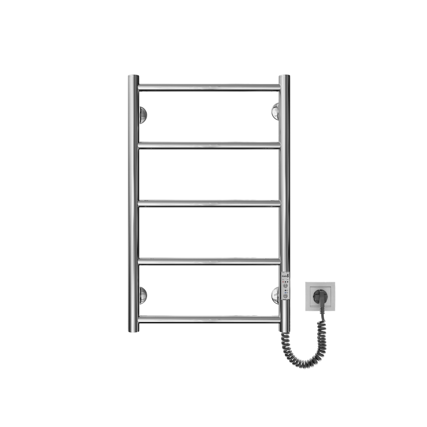 Kopalniški lestvičast radiator CLASSIC, 65 W/230 V, 66 x 42 cm, nerjaveče jeklo/sijajni krom, desna izvedba