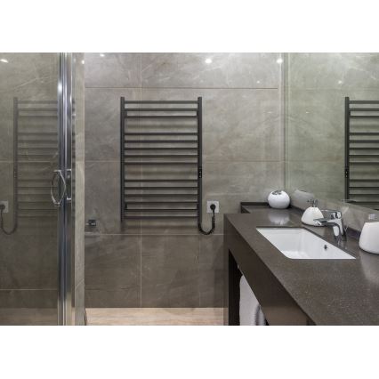 Kopalniški lestvičast radiator HF GREENWICH 170W/230V 77x53 cm, črn, desni, okrogel