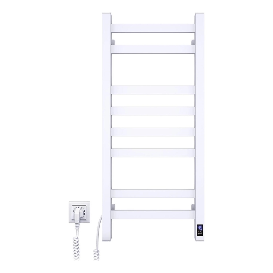 Kopalniški lestvičast radiator z termostatom AVANGARD 251W/230V, 80,6 cm, IP44, bel, kvadraten, levi