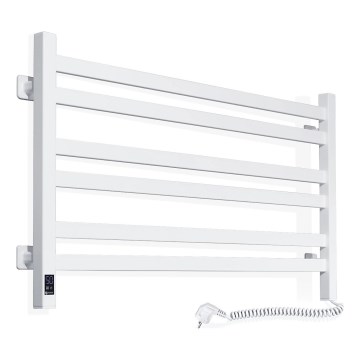 Kopalniški lestvičasti radiator AVANGARD z termostatom, 316 W/230 V, 50,6 cm, IP44, v beli barvi, desni, kvadraten