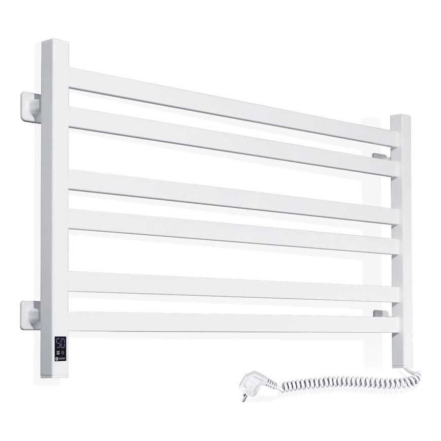 Kopalniški lestvičasti radiator AVANGARD z termostatom, 316 W/230 V, 50,6 cm, IP44, v beli barvi, desni, kvadraten