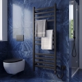 Kopalniški lestvični radiator s termostatom AVANGARD 227W 120x48cm črna desna