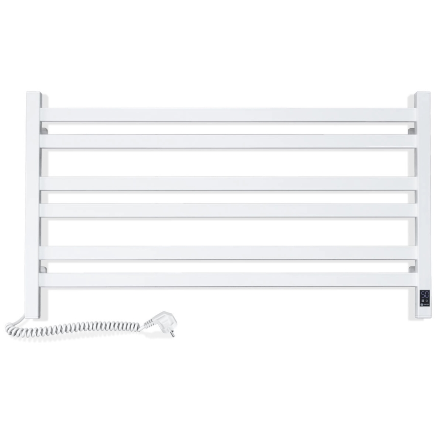 Kopalniški brisačni radiator s termostatom AVANGARD 316W/230V 50,6 cm IP44, bel, z levim priključkom, kvadraten