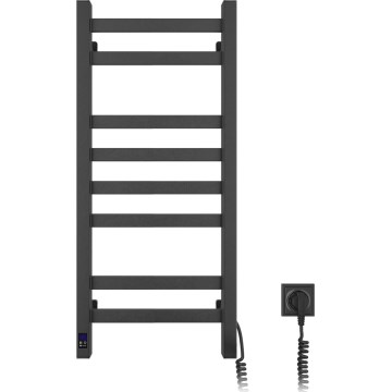 Kopalniški lestvični radiator z termostatom AVANGARD 251W/230V 80,6cm IP44 črne barve, desna izvedba, oglate oblike