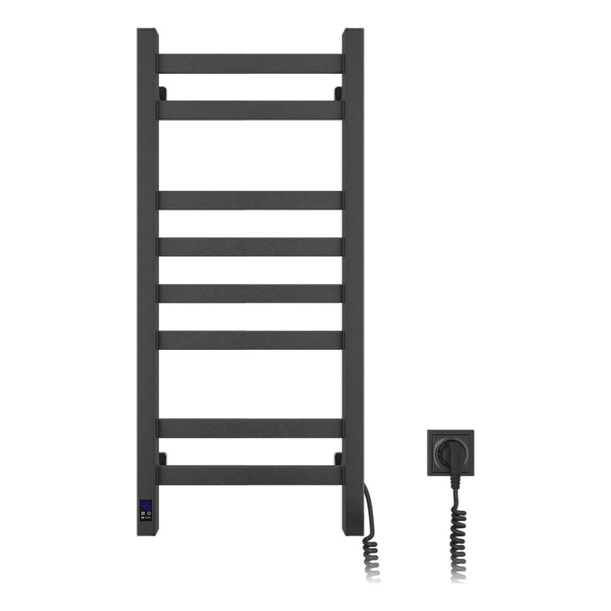 Kopalniški lestvični radiator z termostatom AVANGARD 251W/230V 80,6cm IP44 črne barve, desna izvedba, oglate oblike