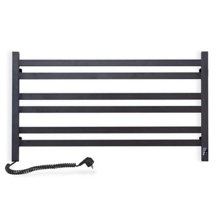 Kopalniški lestevni radiator z termostatom AVANGARD 316W/230V 50,6 cm IP44 črn, levi, kvadraten