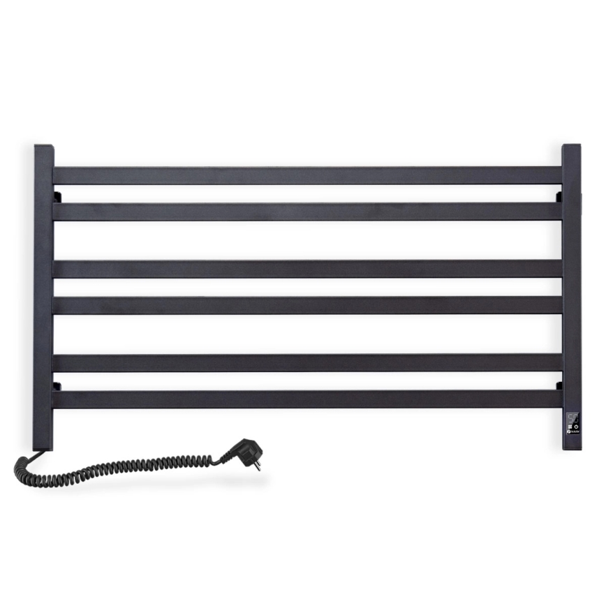 Kopalniški lestevni radiator z termostatom AVANGARD 316W/230V 50,6 cm IP44 črn, levi, kvadraten