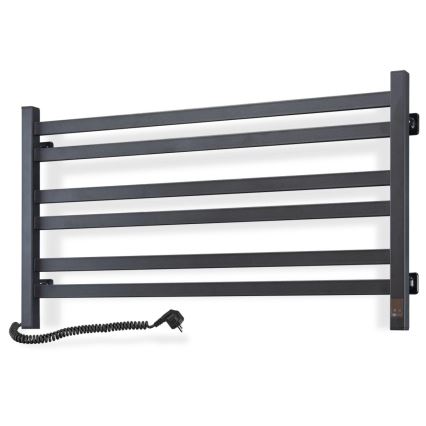 Kopalniški lestevni radiator z termostatom AVANGARD 316W/230V 50,6 cm IP44 črn, levi, kvadraten