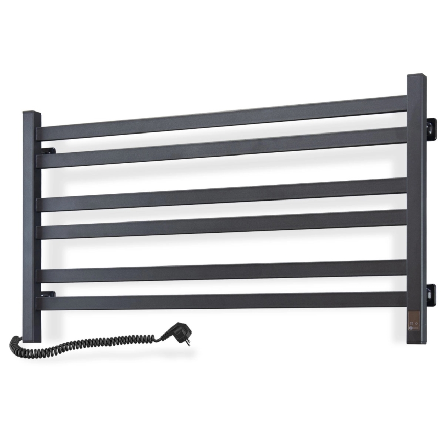 Kopalniški lestevni radiator z termostatom AVANGARD 316W/230V 50,6 cm IP44 črn, levi, kvadraten