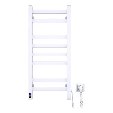 Kopalniški lestvični radiator z vgrajenim termostatom AVANGARD 251W/230V 80,6 cm IP44, bel, z desnim priključkom, oglate oblike