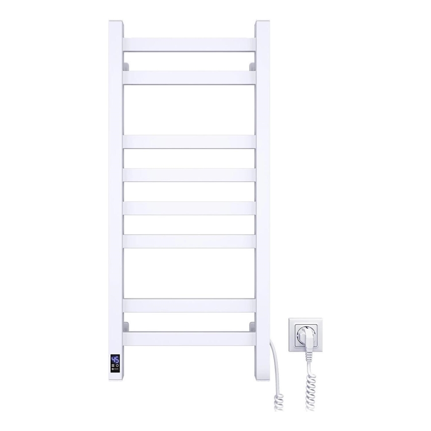 Kopalniški lestvični radiator z vgrajenim termostatom AVANGARD 251W/230V 80,6 cm IP44, bel, z desnim priključkom, oglate oblike