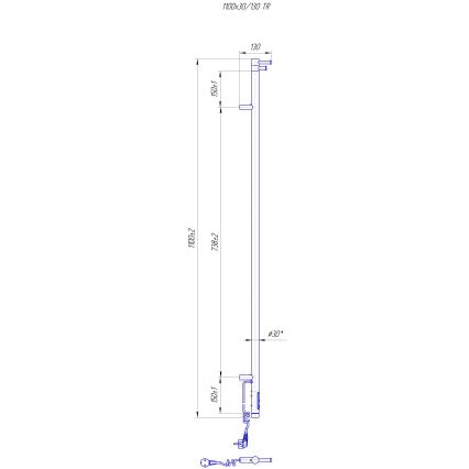 Kopalniški radiator RAY 25W/230V 110x30 cm IP44 nerjaveče jeklo/bela
