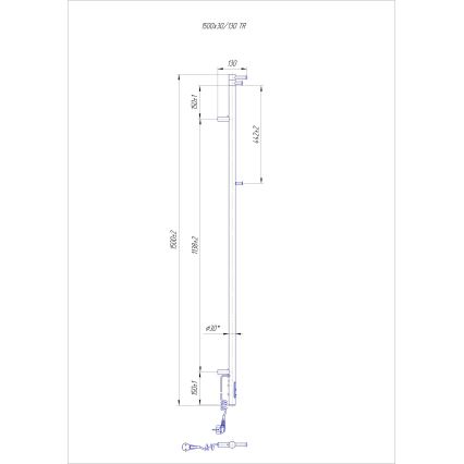 Kopalniški radiator RAY 35W/230V 150x30 cm IP44 nerjaveče jeklo/sijoči krom