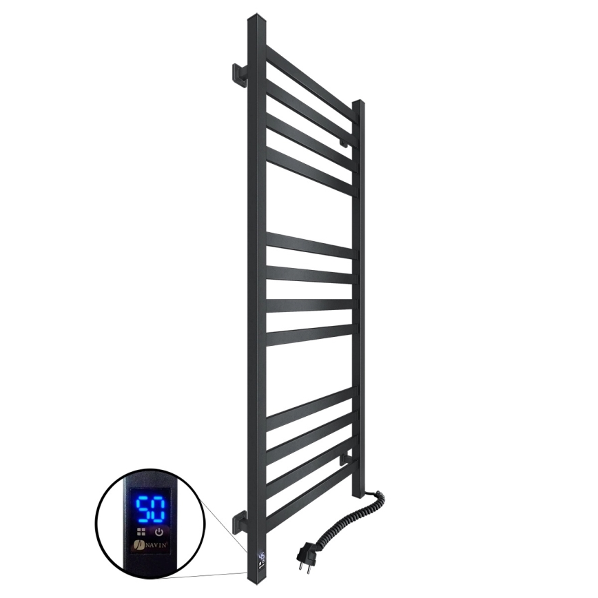 Kopalniški brisačnik z termostatom AVANGARD 459W/230V 120,6 cm IP44 črn desni oglat