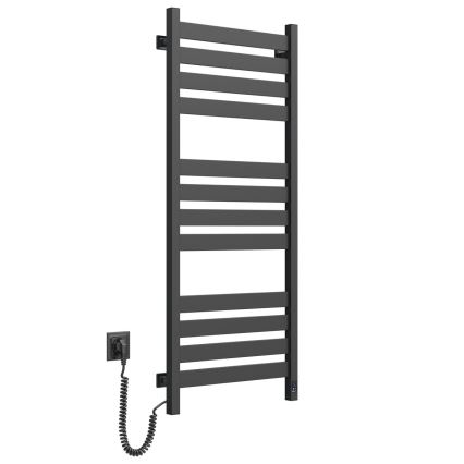 Kopalniški lestevni radiator z termostatom LARGO 541W/230V 120,6 cm IP44, črn, levi, kvadratni