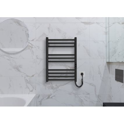 Kopalniški rebrasti radiator HF GREENWICH 100W/230V 57x43 cm, črn, desni, okrogel