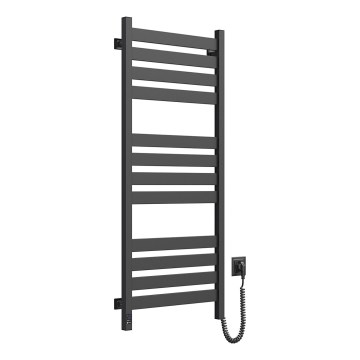 Kopalniški rebrasti radiator LARGO s termostatom, 541 W/230 V, 120,6 cm, IP44, črn, z desnim priključkom, kvadraten