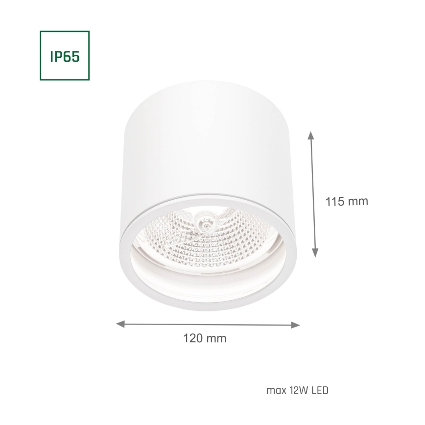Kopalniški reflektor CHLOE AR111 1xGU10/12W/230V IP65 okrogla bela
