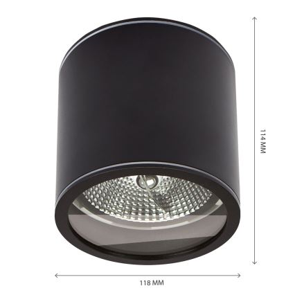Kopalniški reflektor CHLOE AR111 1xGU10/15W/230V IP44 okrogla črna