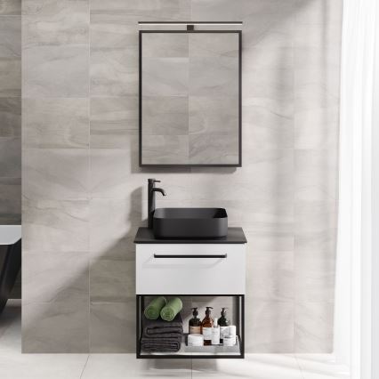 Kopalniško ogledalo BORGSTED 60x80 cm, črne barve