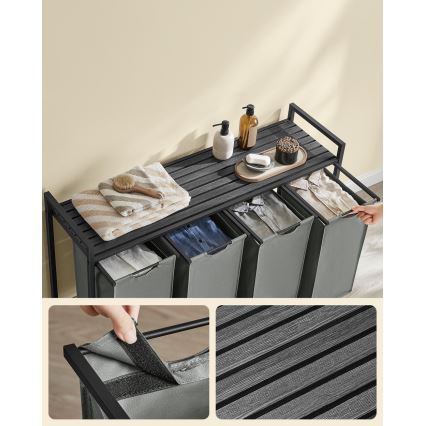 Koš za perilo REX črna/siva