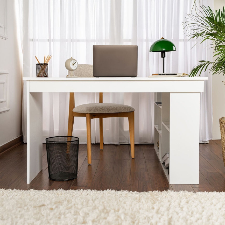 Kotna pisalna miza RUND 130x120 cm bela