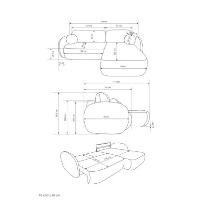 Kotna raztegljiva sedežna garnitura OLBIA v L-obliki s shranjevalnim prostorom, leva, bež