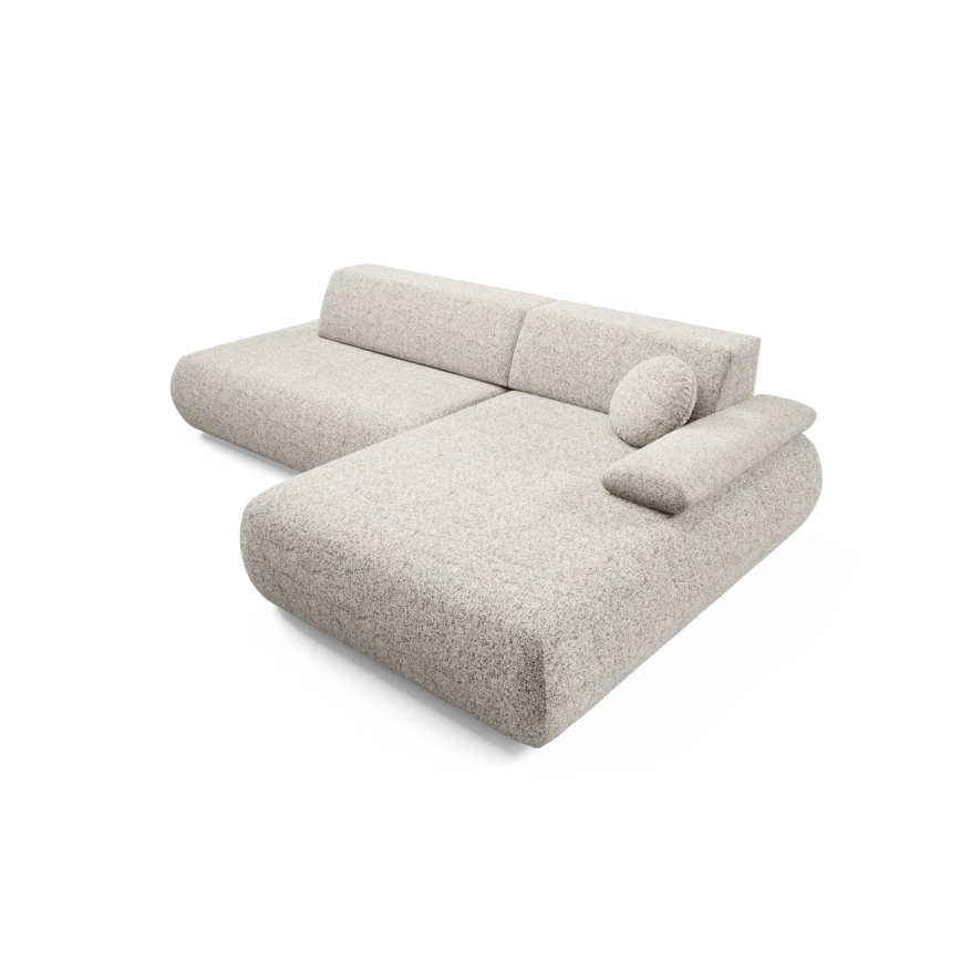 Kotna raztegljiva sedežna garnitura z vgrajenim prostorom za shranjevanje v obliki črke L PRATO, desna, bež