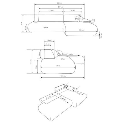 Kotna raztegljiva sedežna garnitura z vgrajenim prostorom za shranjevanje v obliki črke L PRATO, desna, bež