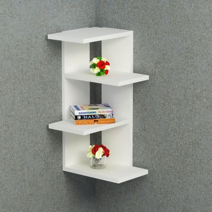 Kotna stenska polica MILANO 60x31,4 cm bela