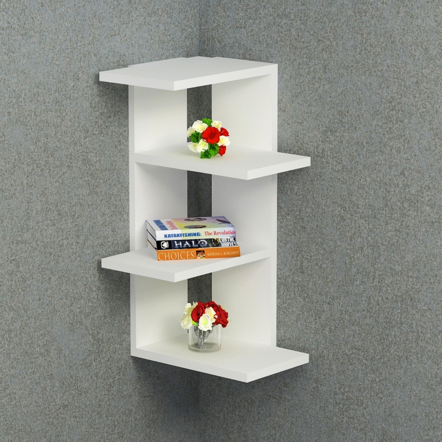 Kotna stenska polica MILANO 60x31,4 cm bela