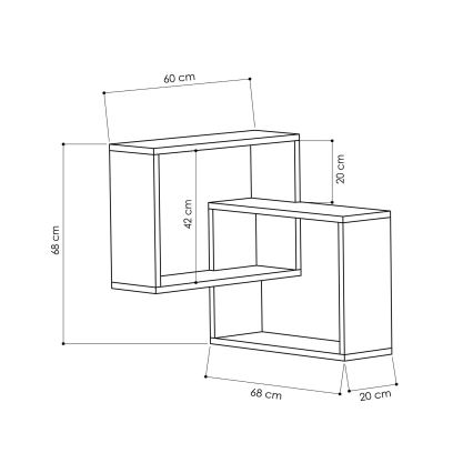 Kotna stenska polica RING 68x68 cm bela/antracit