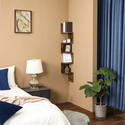 Kotna stenska polica SNAKE, rjave barve