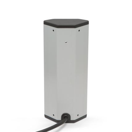 Kotni stolpec vtičnic 3x230V + 2xUSB-A črna/srebrna
