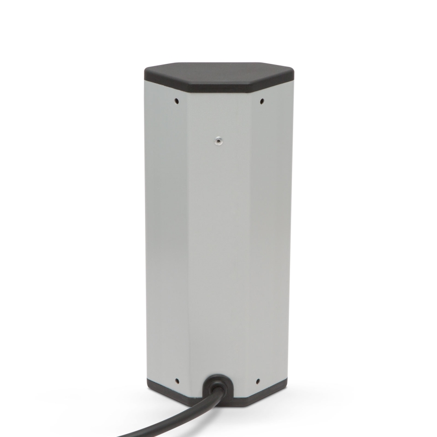 Kotni stolpec vtičnic 3x230V + 2xUSB-A črna/srebrna