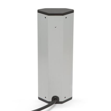 Kotni vtični stolp 4x230V + 2xUSB-A črna/srebrna