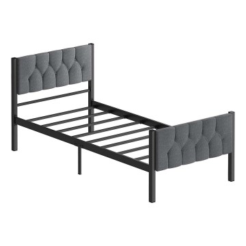 Kovinska enojna postelja KAROM 90x200 cm siva nosilnost 120 kg