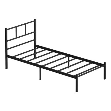 Kovinska enojna postelja ROVAN 90x200 cm, črna, nosilnost 120 kg