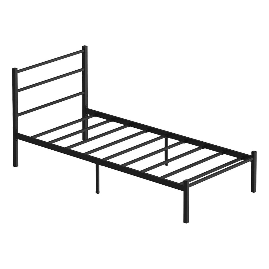 Kovinska enoposteljna postelja FERON 90x200 cm črna nosilnost 120 kg