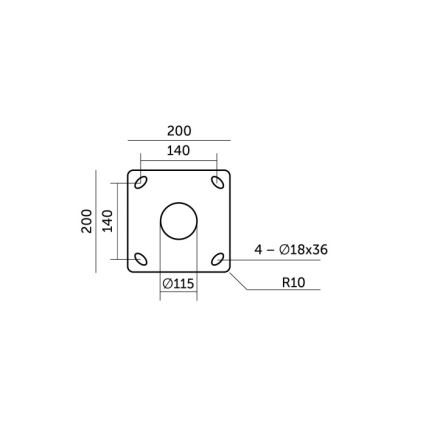 Kovinska palica za steber zunanje razsvetljave BASE, 3 m, črna