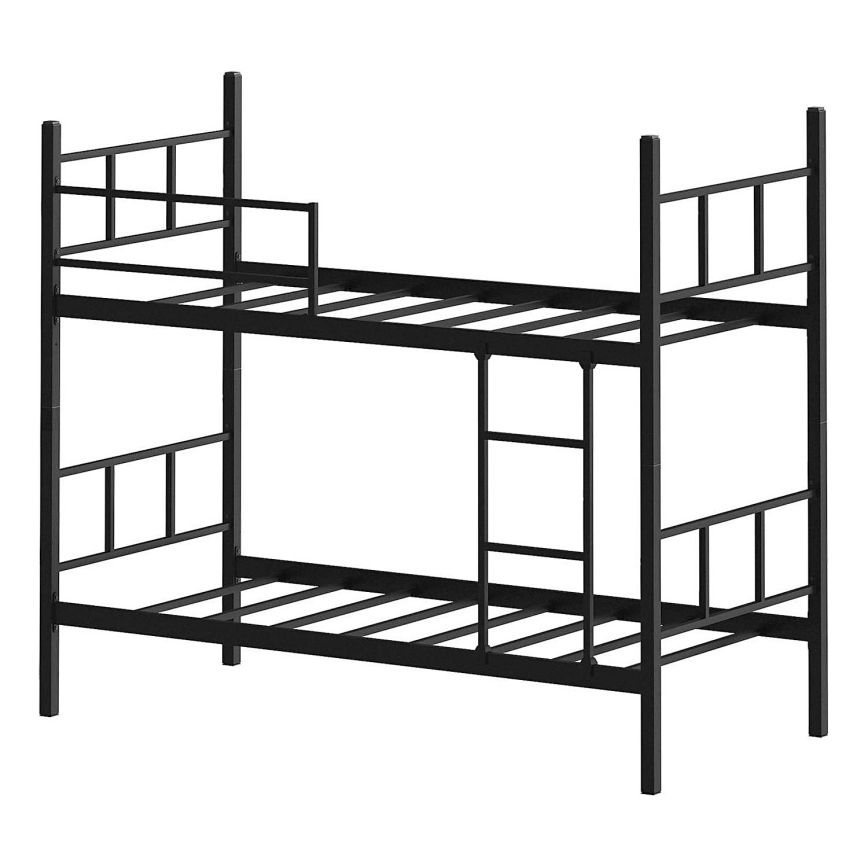 Kovinska pogradna postelja MAVEN, 90 x 200 cm, črna, nosilnost 2 x 100 kg