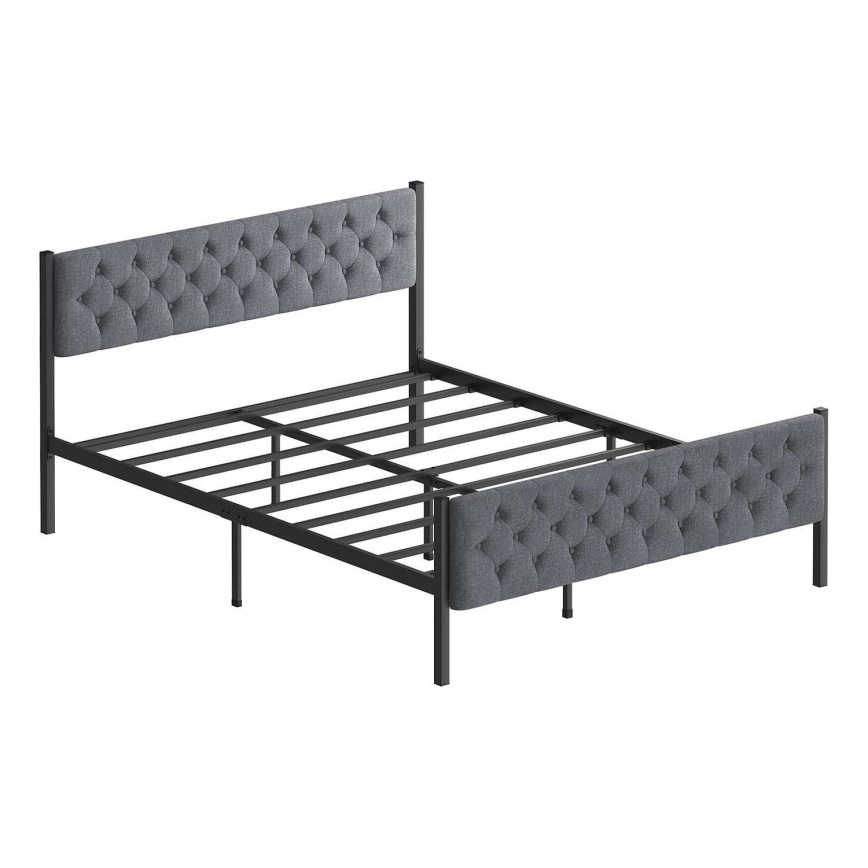 Kovinska postelja za dve osebi KAROM 120x200 cm, siva, nosilnost 120 kg